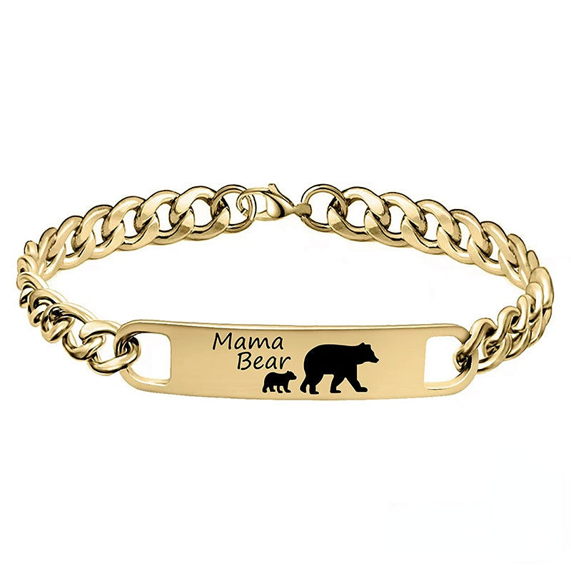 Venta al por mayor Pulsera de oso del día de la madre de acero inoxidable